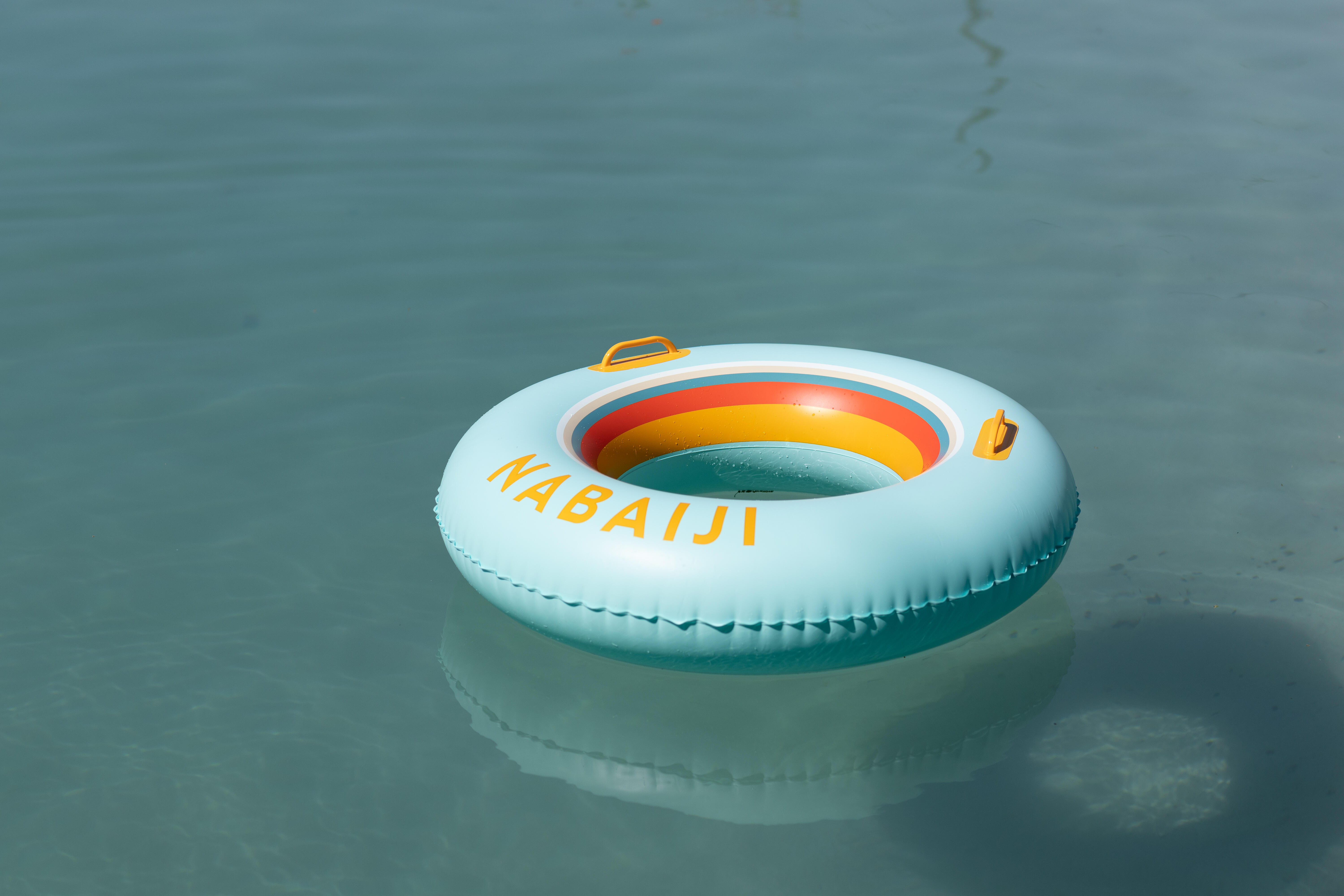 Large 92 cm inflatable printed pool ring with comfort grips - NABAIJI