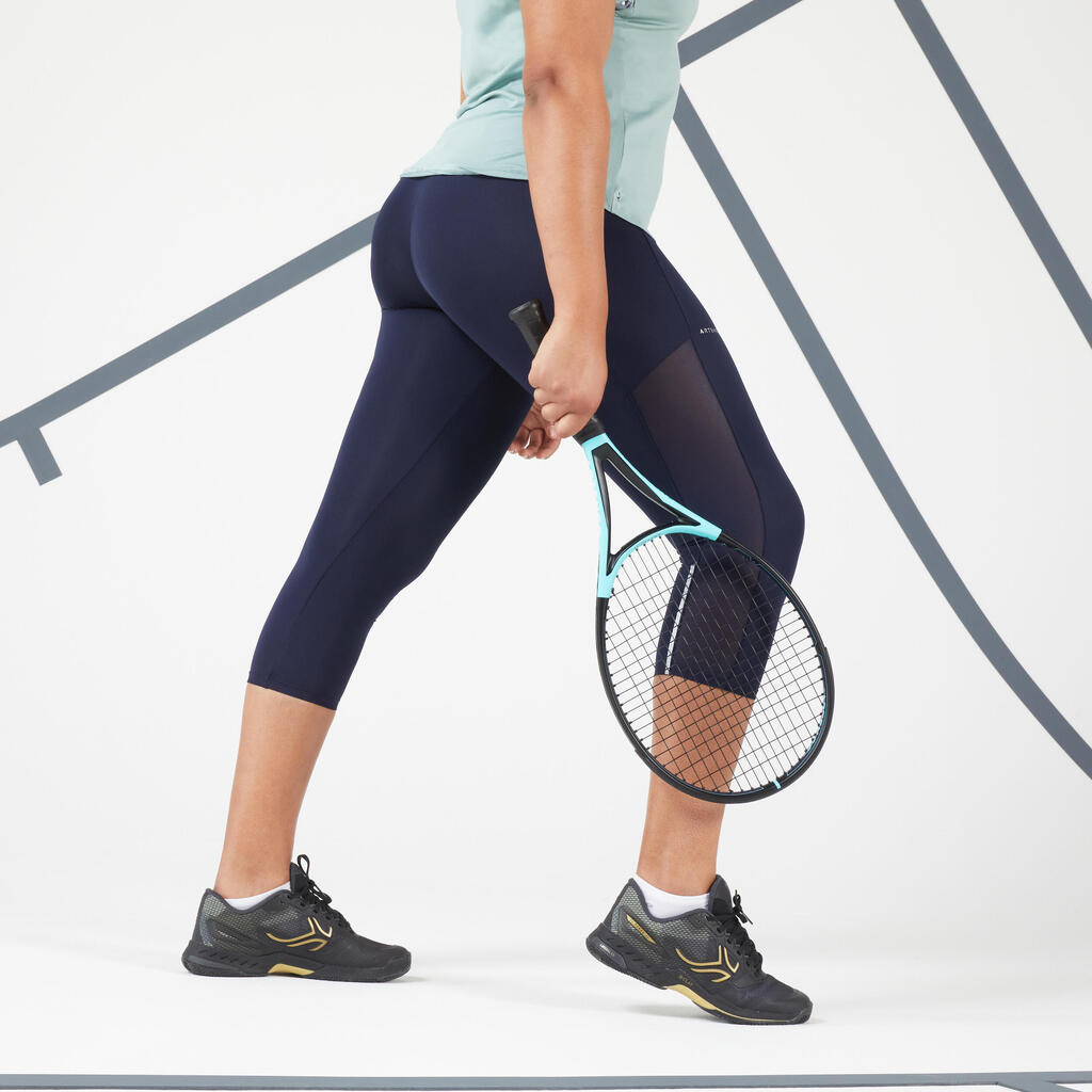 Women's Tennis Quick-Dry Cropped Leggings Dry Hip Ball - Blue/Black