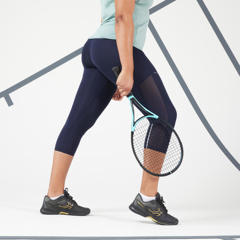 Damen Tennis Leggings kurz - Dry Hip Ball blau/schwarz