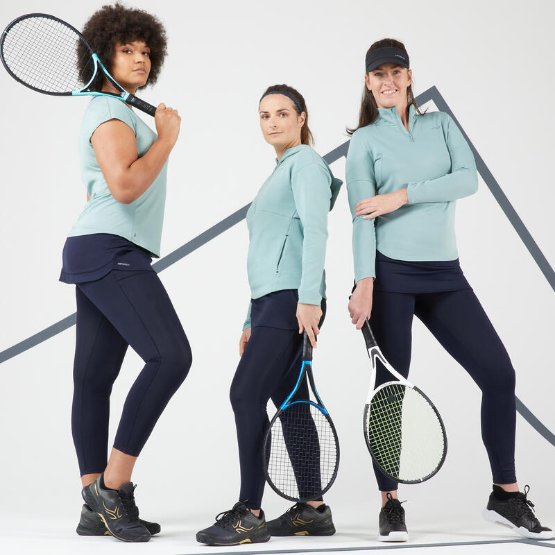 Tennislegging met rokje voor dames dry HIP BALL donkerblauw