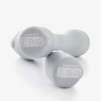 Fitness Dumbbells Easy Set of 2 x 3 kg - Grey