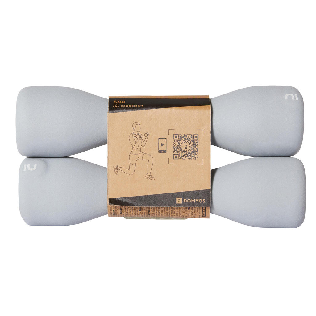 Fitness Dumbbells Easy Set of 2 x 3 kg - Grey