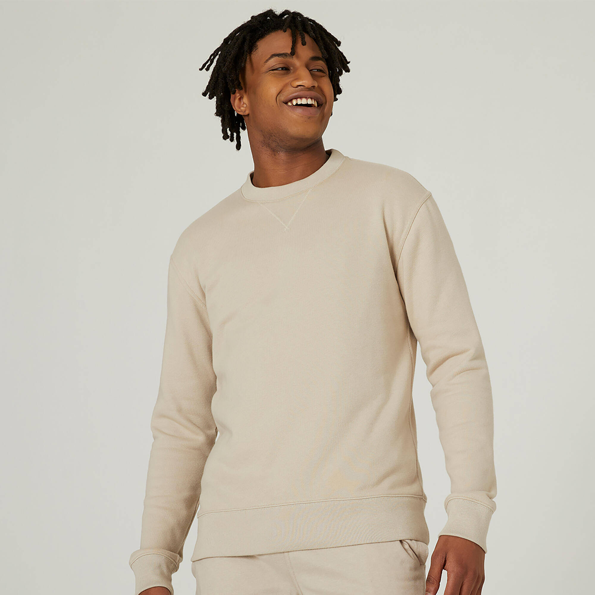Men's Crew Neck Fitness Sweatshirt 500 - Linen