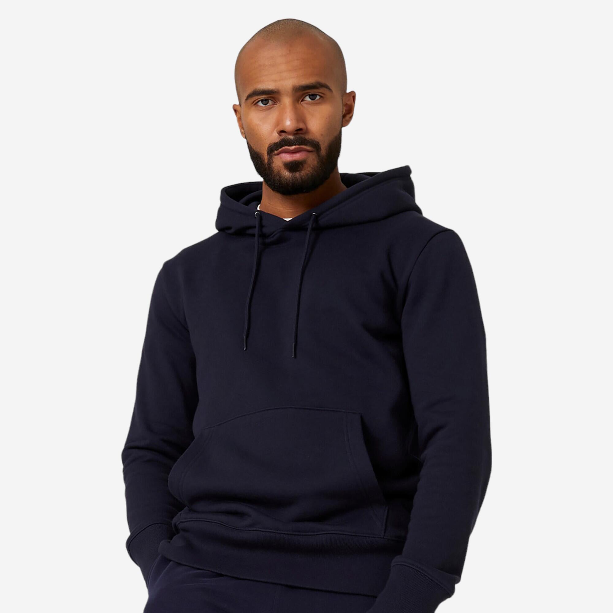 Men's Fitness Hoodie - 500 Essentials Blue Black