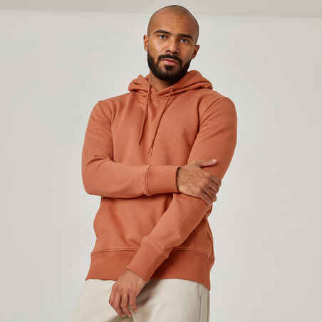 Men's Fitness Hoodie 500 Essentials - Sepia