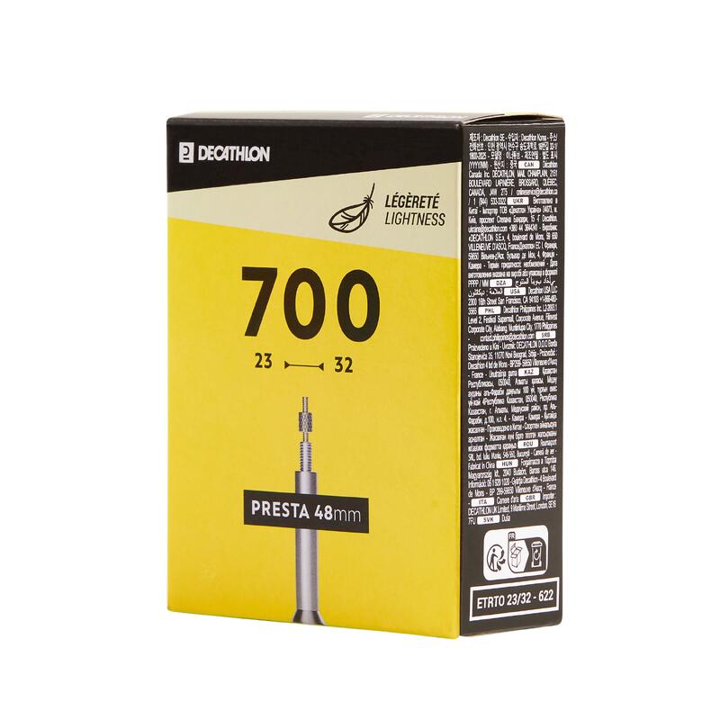Road Inner Tube 700x2332 Presta 48 Light Decathlon