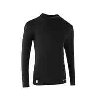 Kids' Long-Sleeved Thermal Football Base Layer Top Keepcomfort 100 - Black