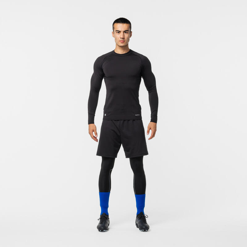 Adult Long-Sleeved Thermal Football Base Layer Top Keepcomfort 100 - Black  - Decathlon