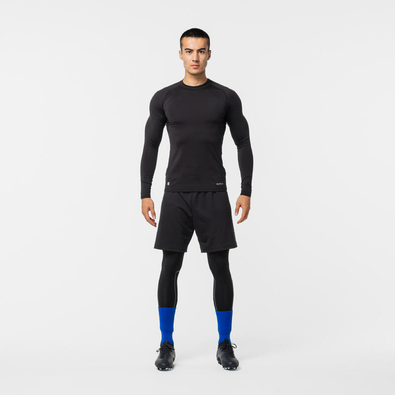 Adult Long-Sleeved Thermal Football Base Layer Top Keepcomfort 100 - Black