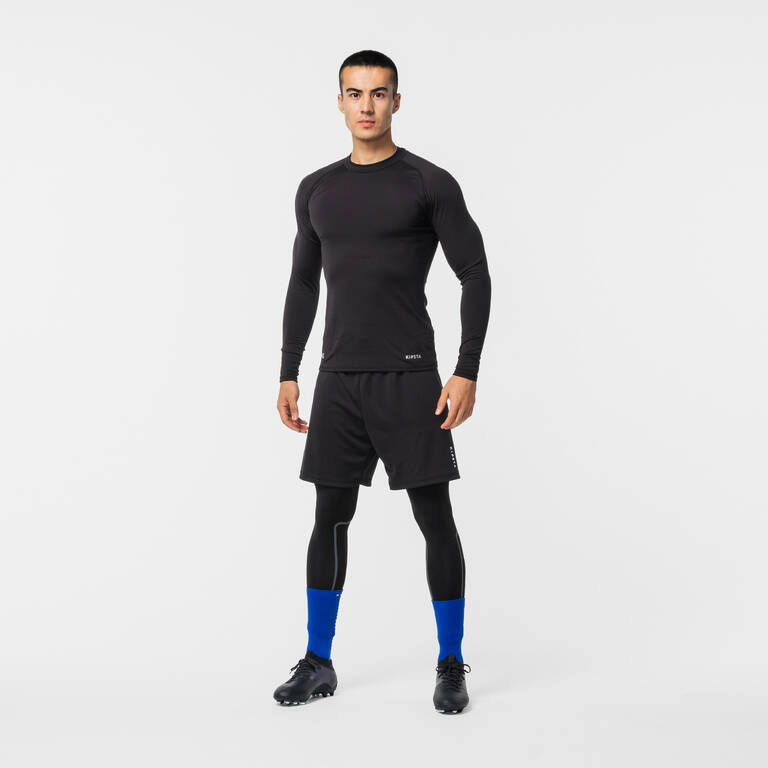 Adult Football Long-Sleeved Thermal Base Layer Top Keepcomfort 100 - Black