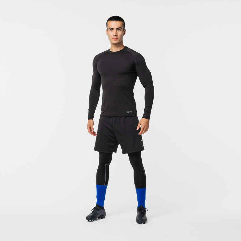 Adult Long-Sleeved Thermal Football Base Layer Top Keepcomfort 100 - Black