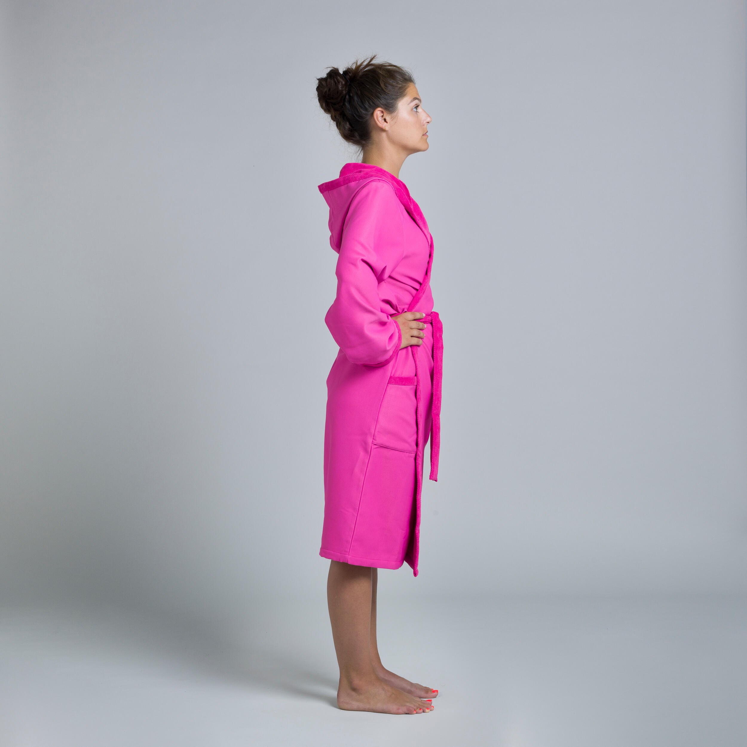 Women's Compact Bathrobe and Towel Set - Pink 3/8