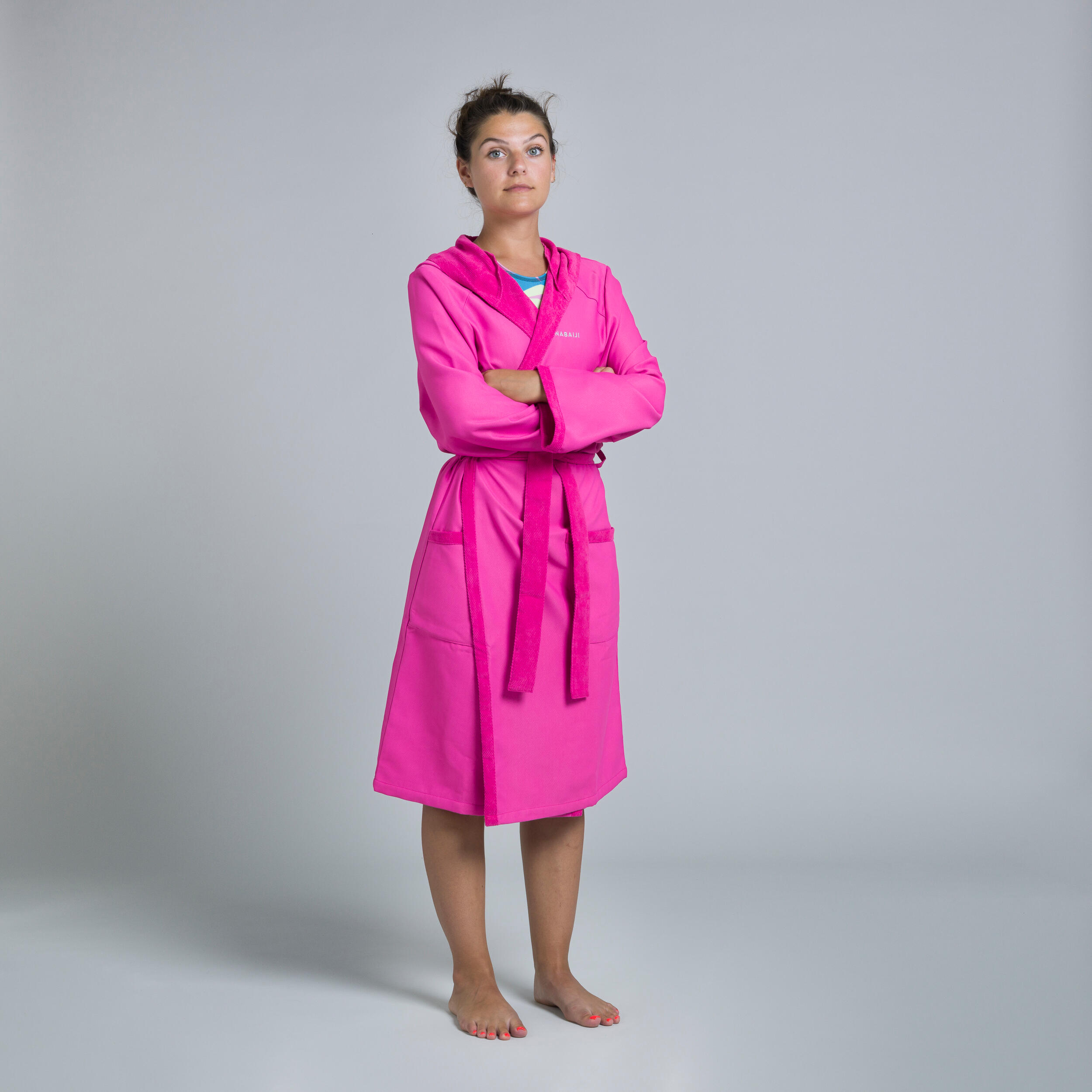 Women's Compact Bathrobe and Towel Set - Pink 2/8
