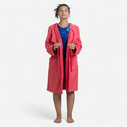Peignoir de bain compact femme à capuche en microfibre rose