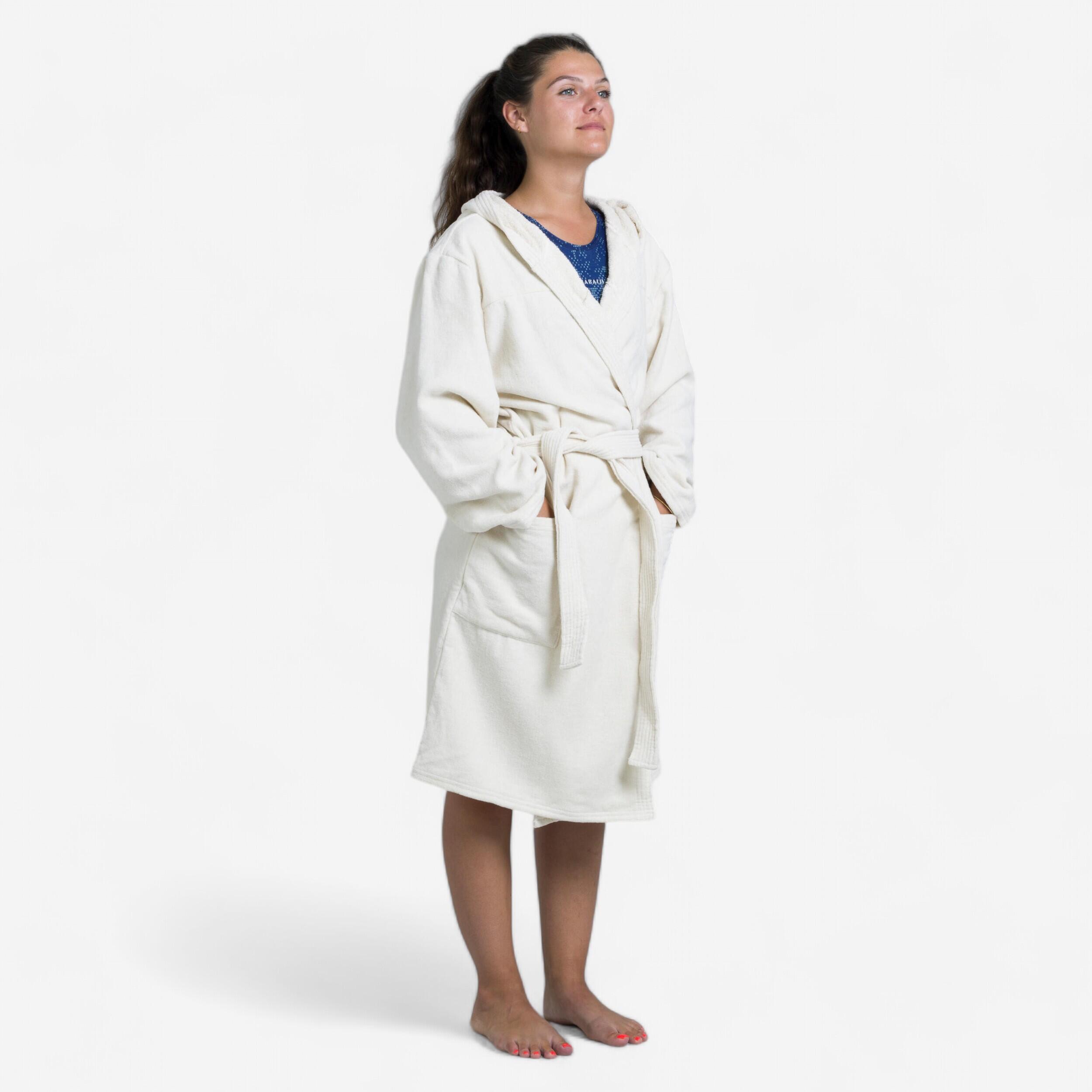 WOMEN'S BATHROBE WATER POLO THICK COTTON GREIGE