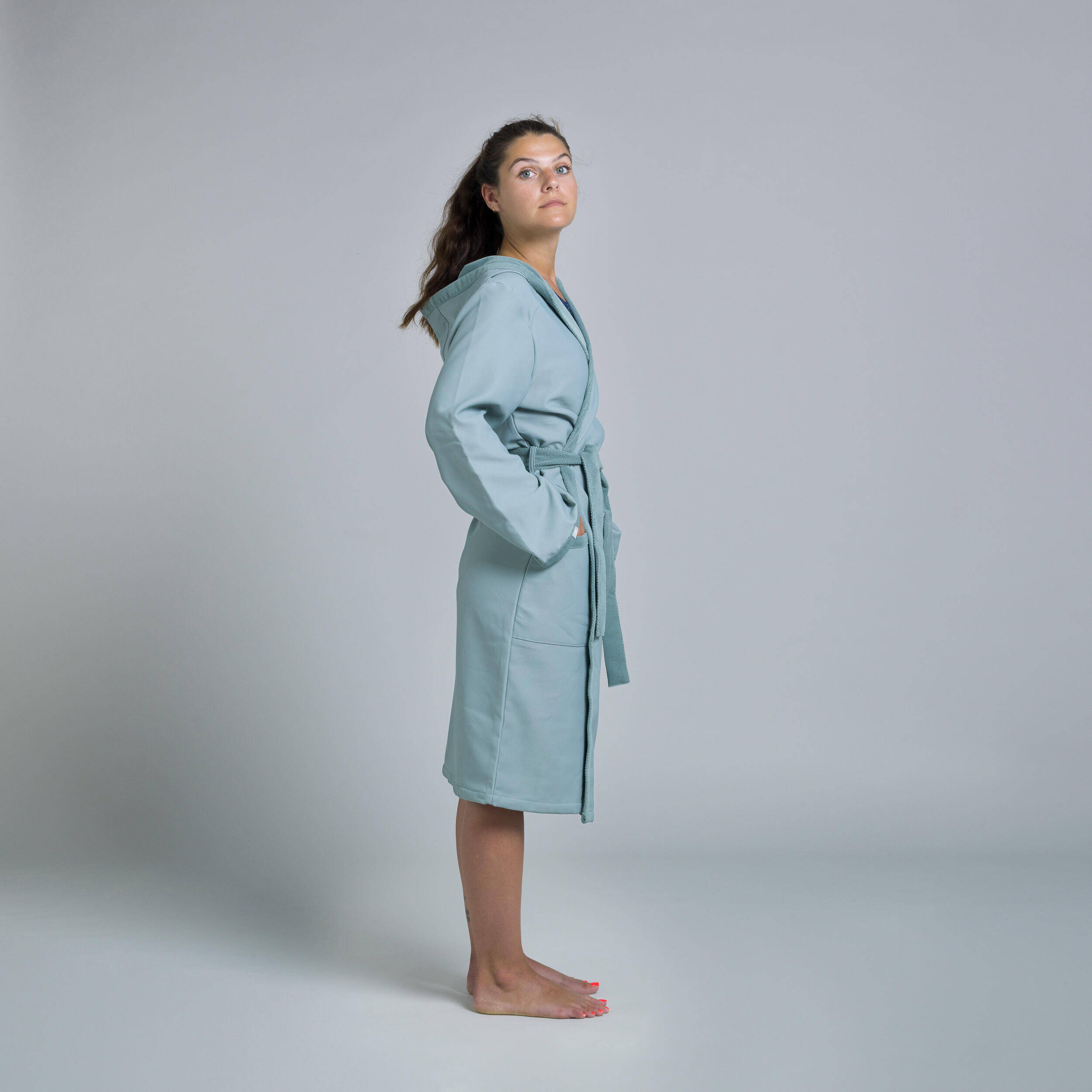 Women Bathrobe - LIGHT KHAKI -  5