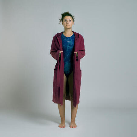 Women's organic cotton pool bathrobe - Purple
