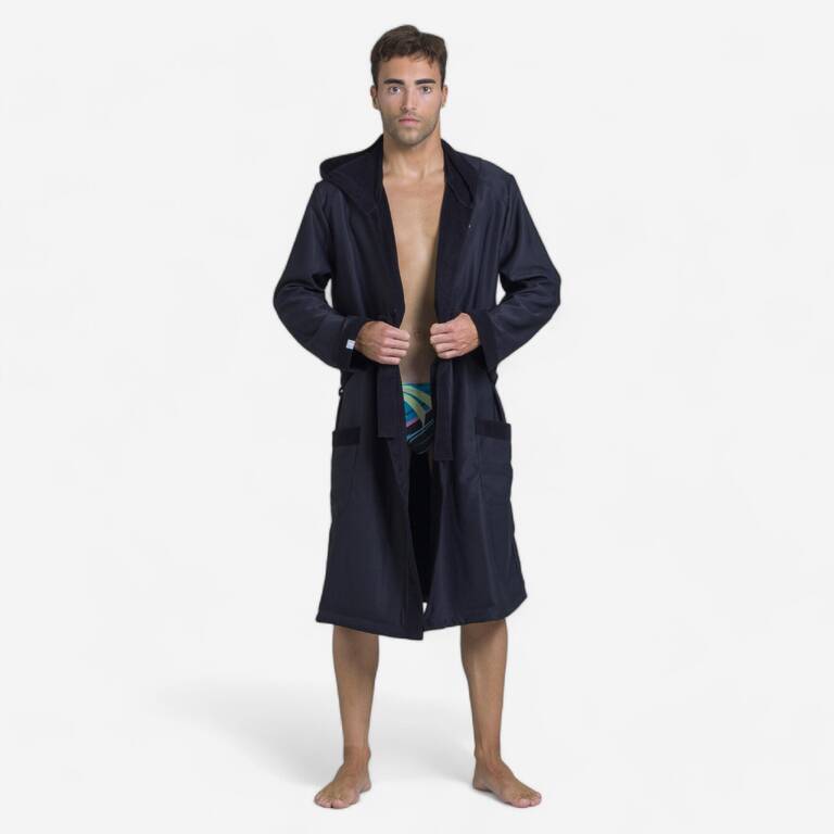 Men Compact Pool Bathrobe Black