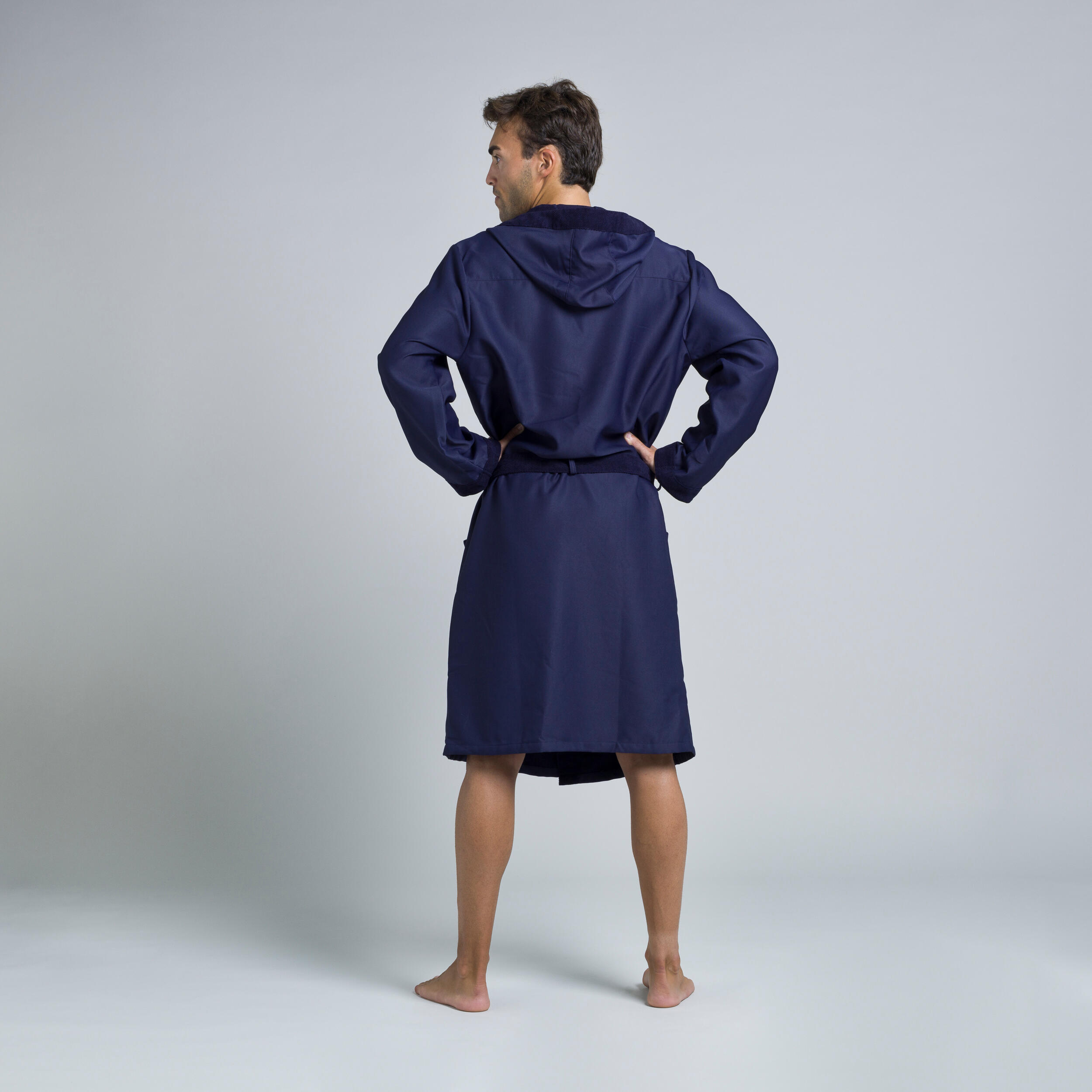 Kit Peignoir de Bain et Serviette Compacte Homme Bleu Fonce WATKO Decathlon