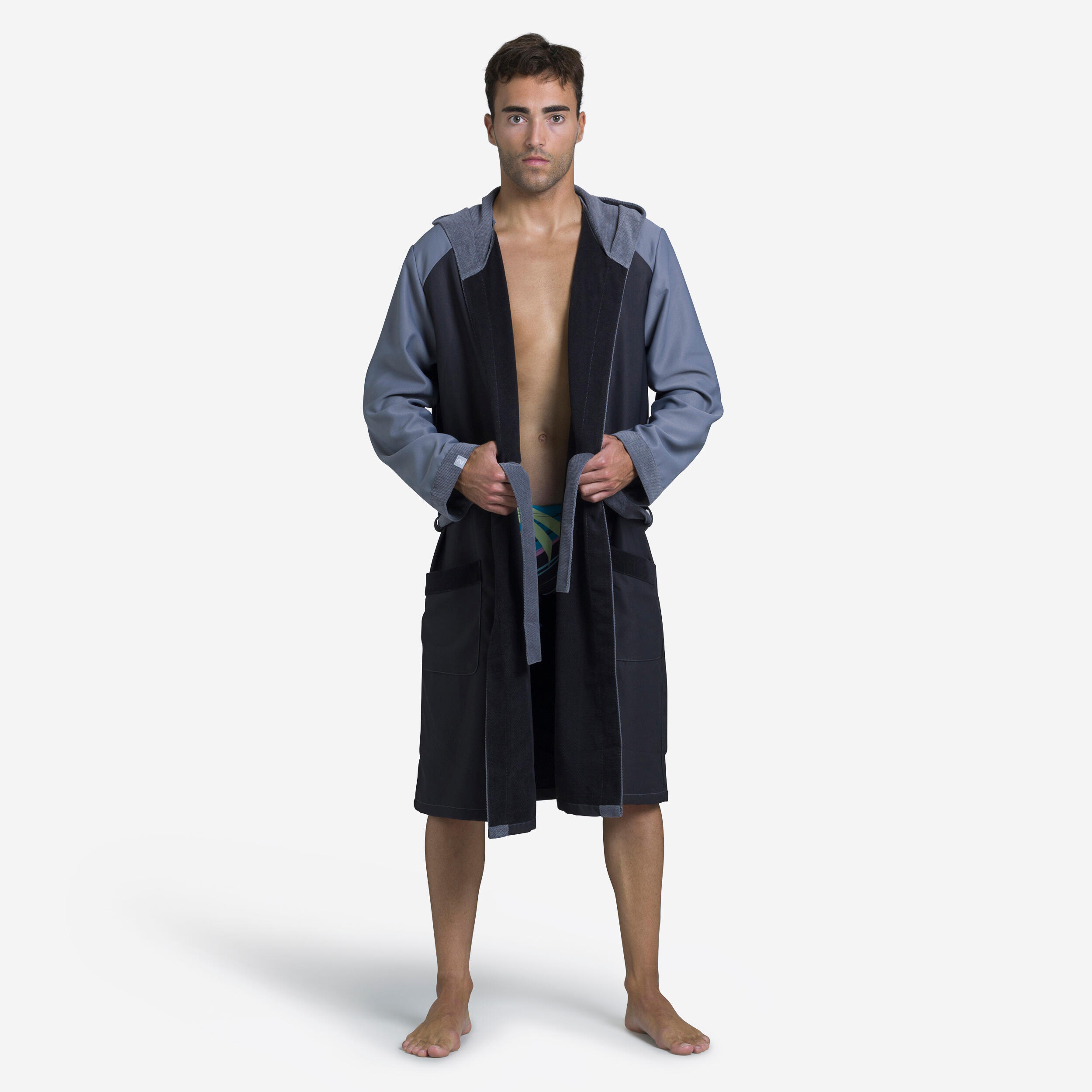 MEN'S COMPACT BATHROBE BICOLO GREY