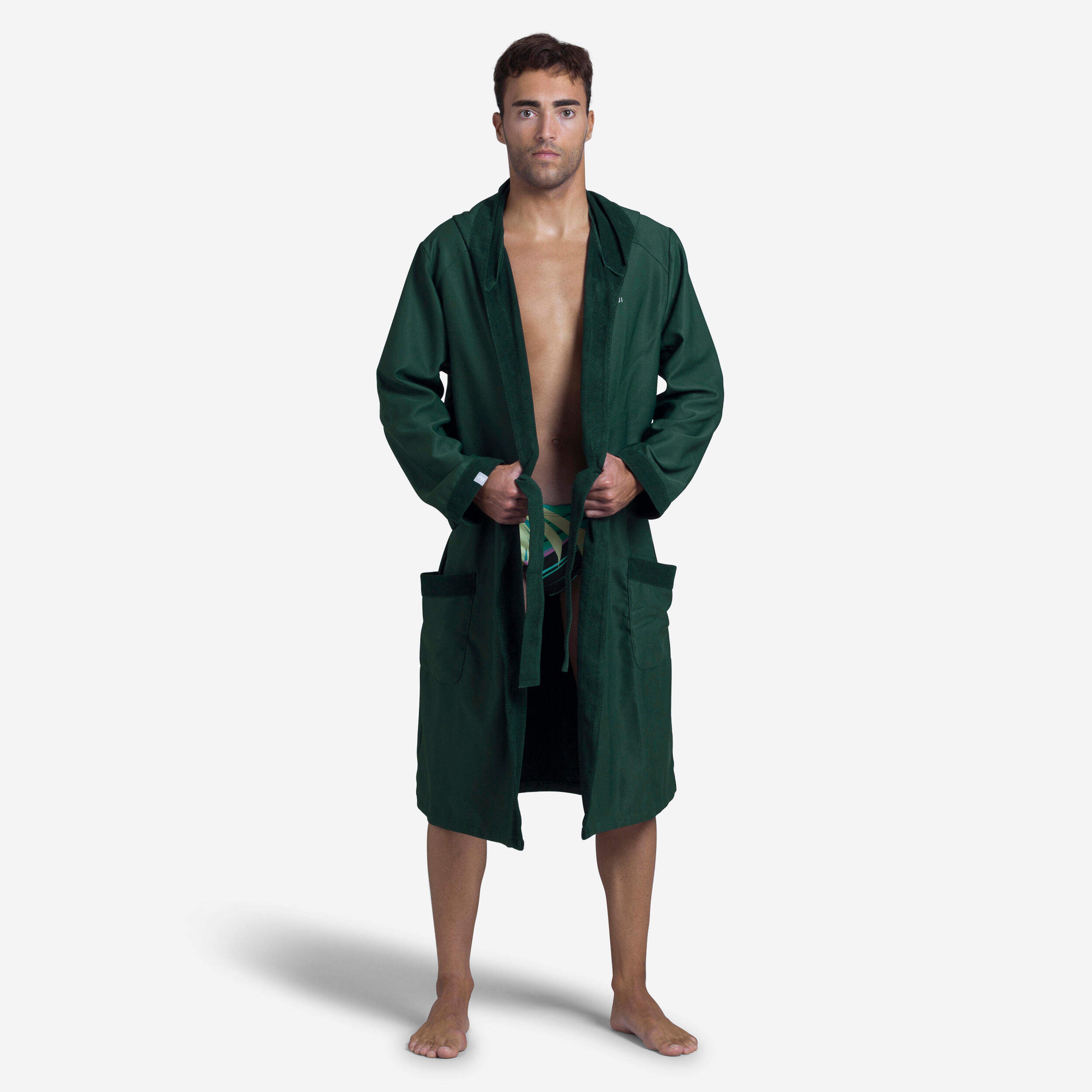 MEN'S COMPACT POOL BATHROBE GREEN KHAKI 1/7