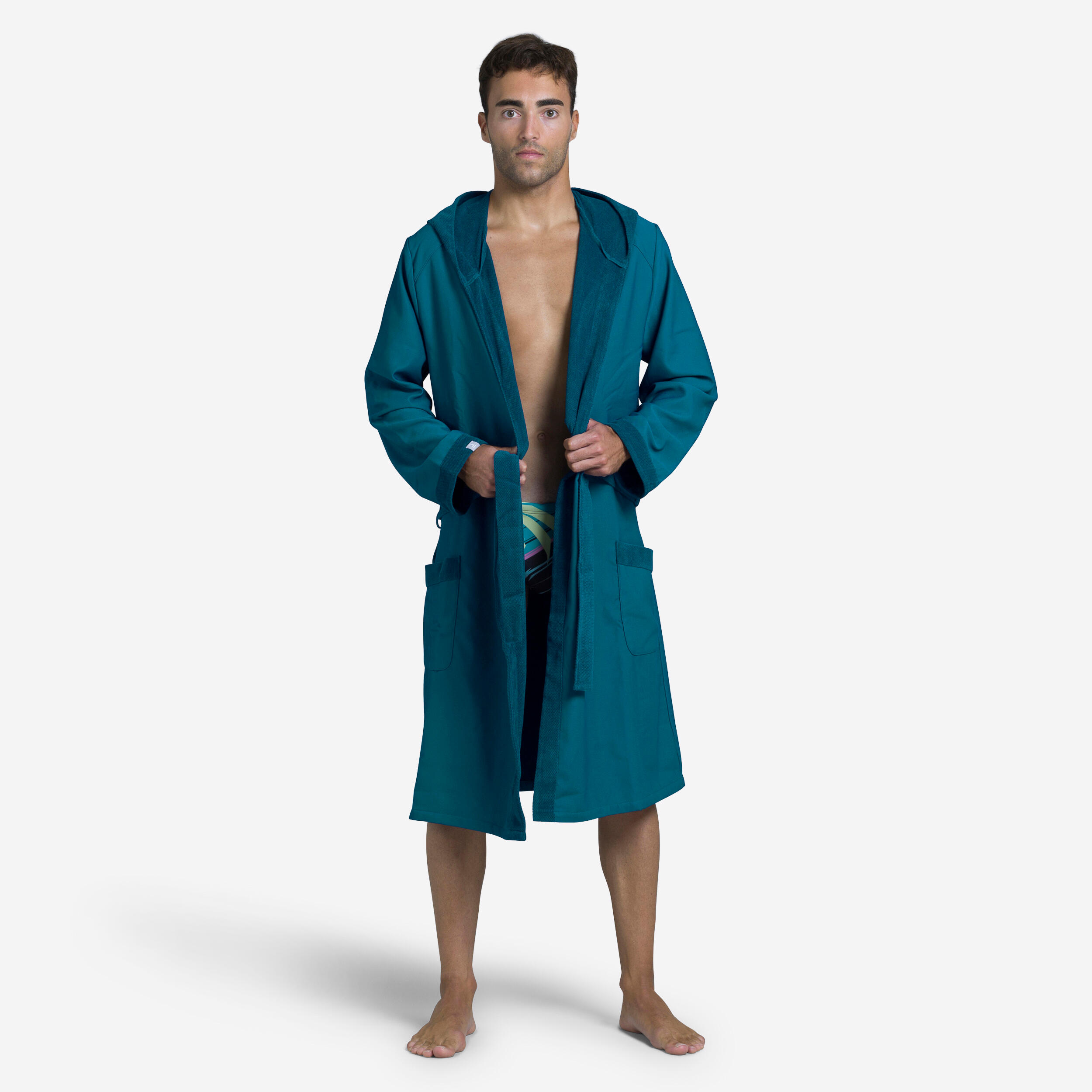 Nabaiji - Peignoir De Bain Homme Compact Bleu Indigo - Peignoir De Bain - Natation - Bleu-turquoise - 38 S - Decathlon