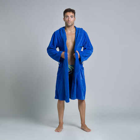 Pamučni kupaći ogrtač debeli muški plavi