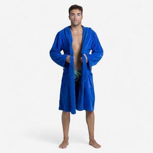 Albornoz Hombre algodón grueso con capucha azul eléctrico