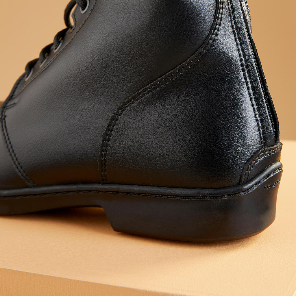 Jazdecká hrejivá obuv 500 Warm - perká so šnúrkami, čierna
