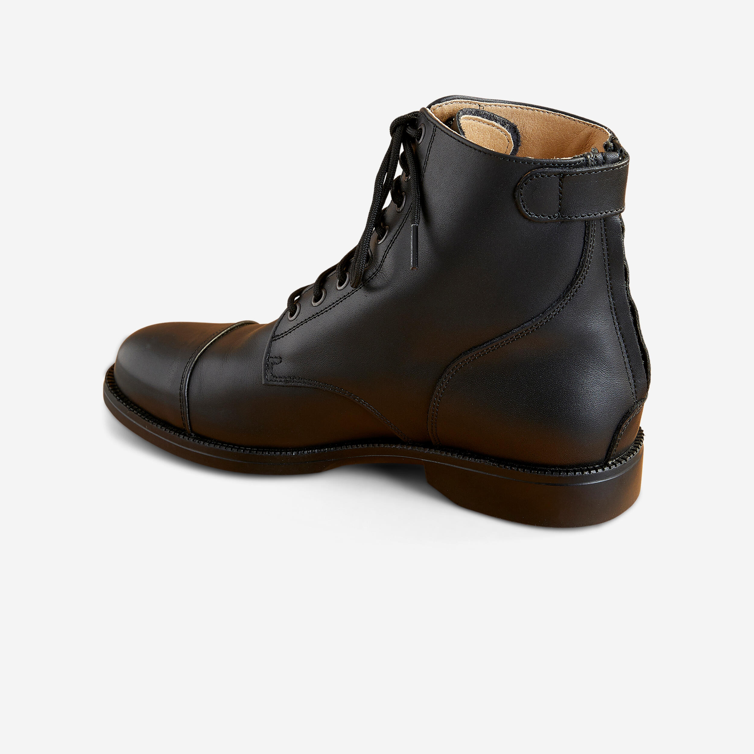 Boots d'équitation en cuir à lacets - Paddock 560 noir - FOUGANZA