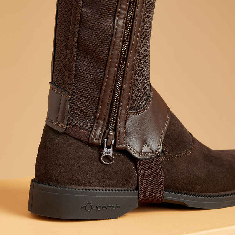 100 Mesh Adult Horse Riding HalfChaps Brown Decathlon