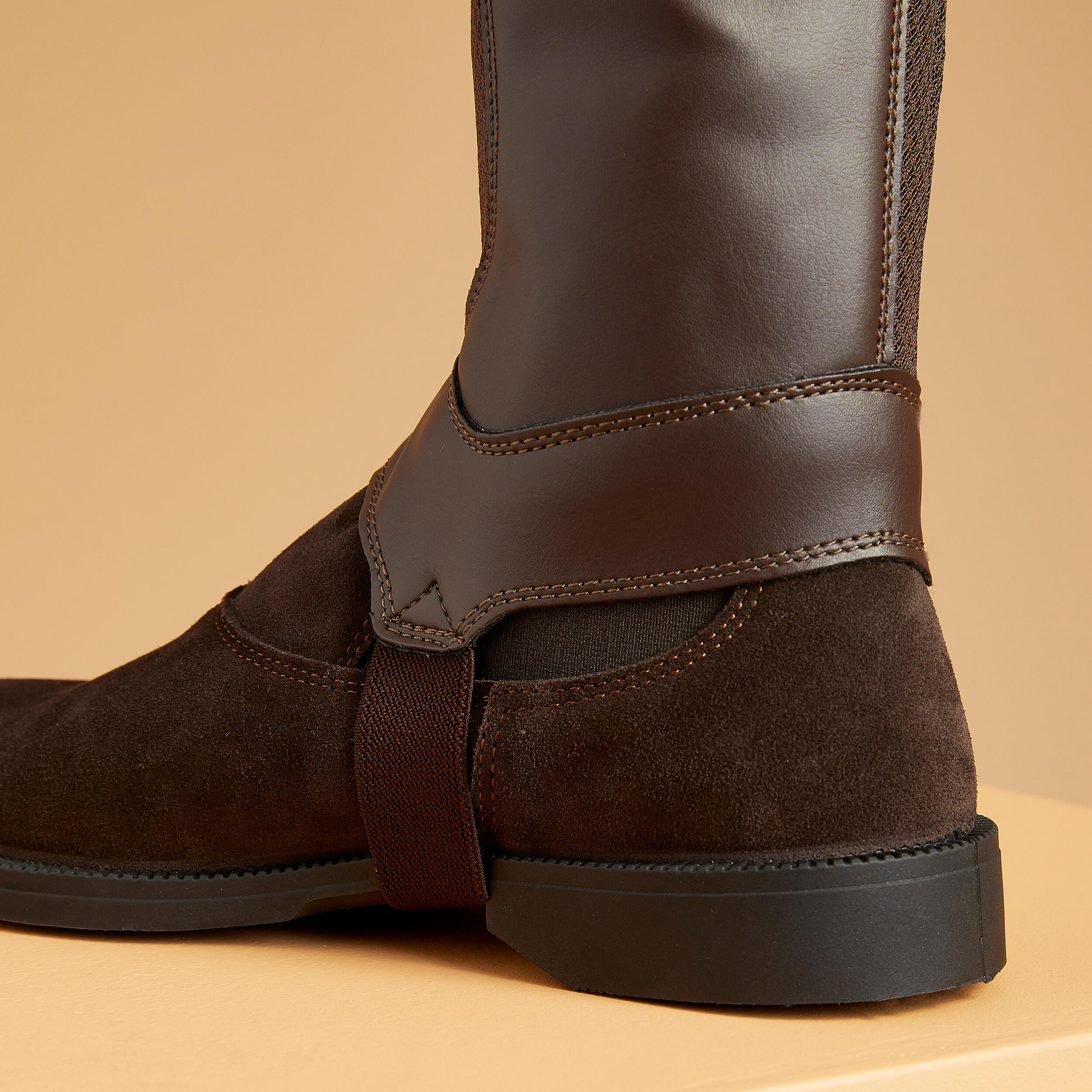 Adult Horse Riding Mesh Half Chaps 100 - Brown