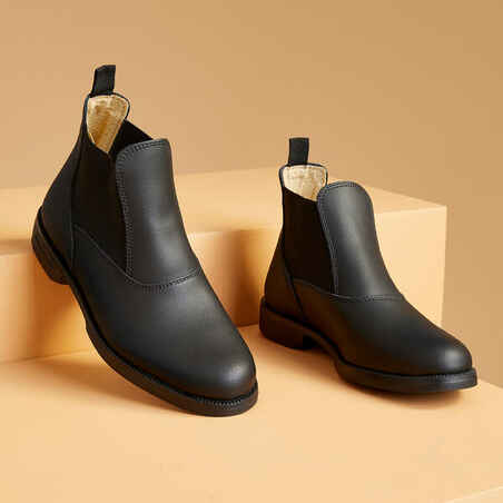 Črni usnjeni jahalni čevlji CLASSIC za odrasle