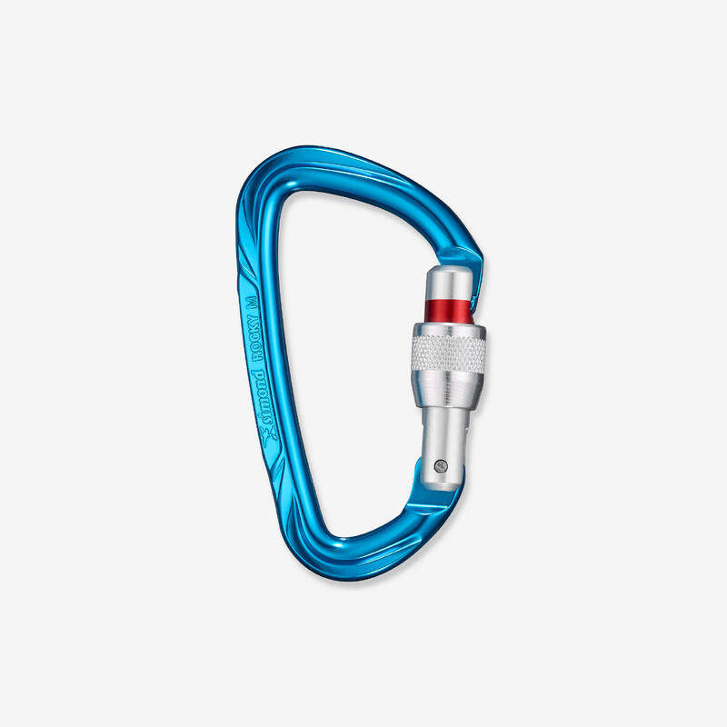 SCHROEFKARABINER VOOR KLIMMEN EN BERGSPORT ROCKY M SECURE BLAUW