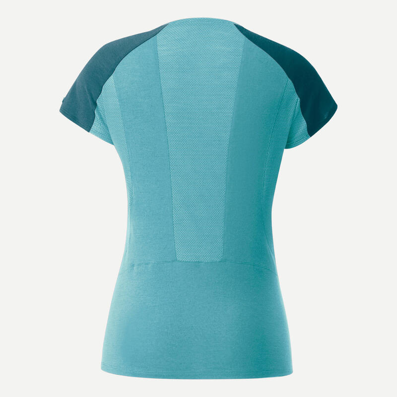 T-shirt de trek manches courtes en laine mérinos - Femme - MT500