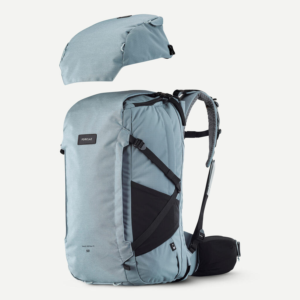 MOCHILA DE VIAJE Y SENDERISMO ABERTURA MALETA 50+6L - TRAVEL 900 - MUJER 