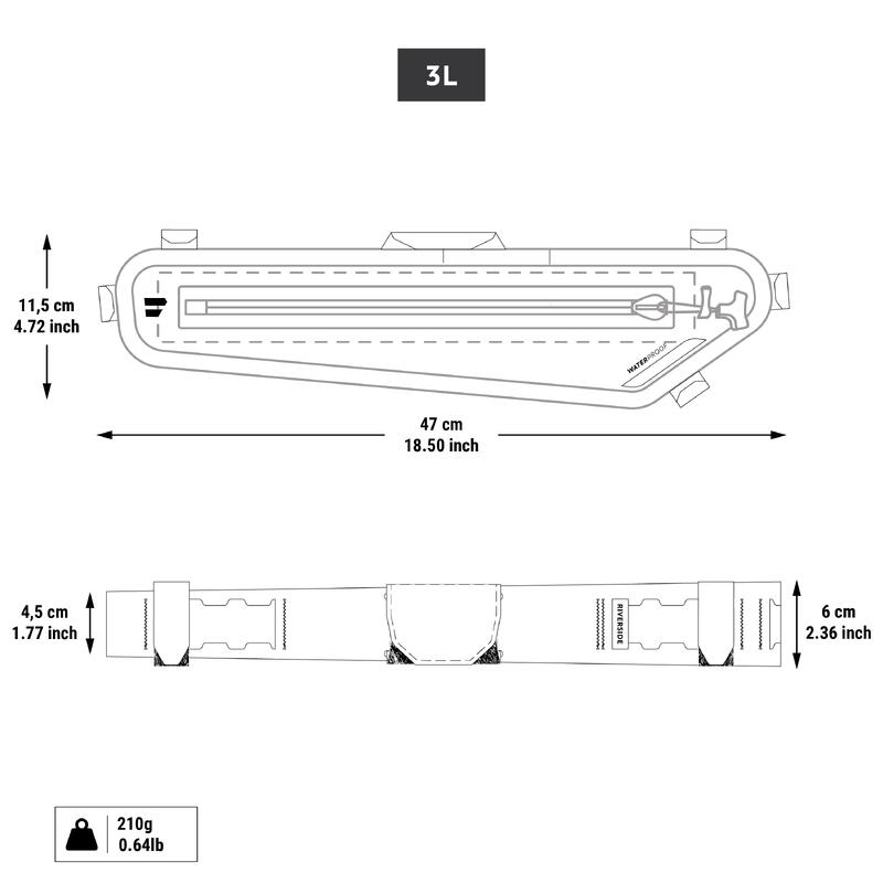 SACOCHE DE CADRE HALF-FRAME ETANCHE IPX6 TAILLE M/L/XL BIKEPACKING