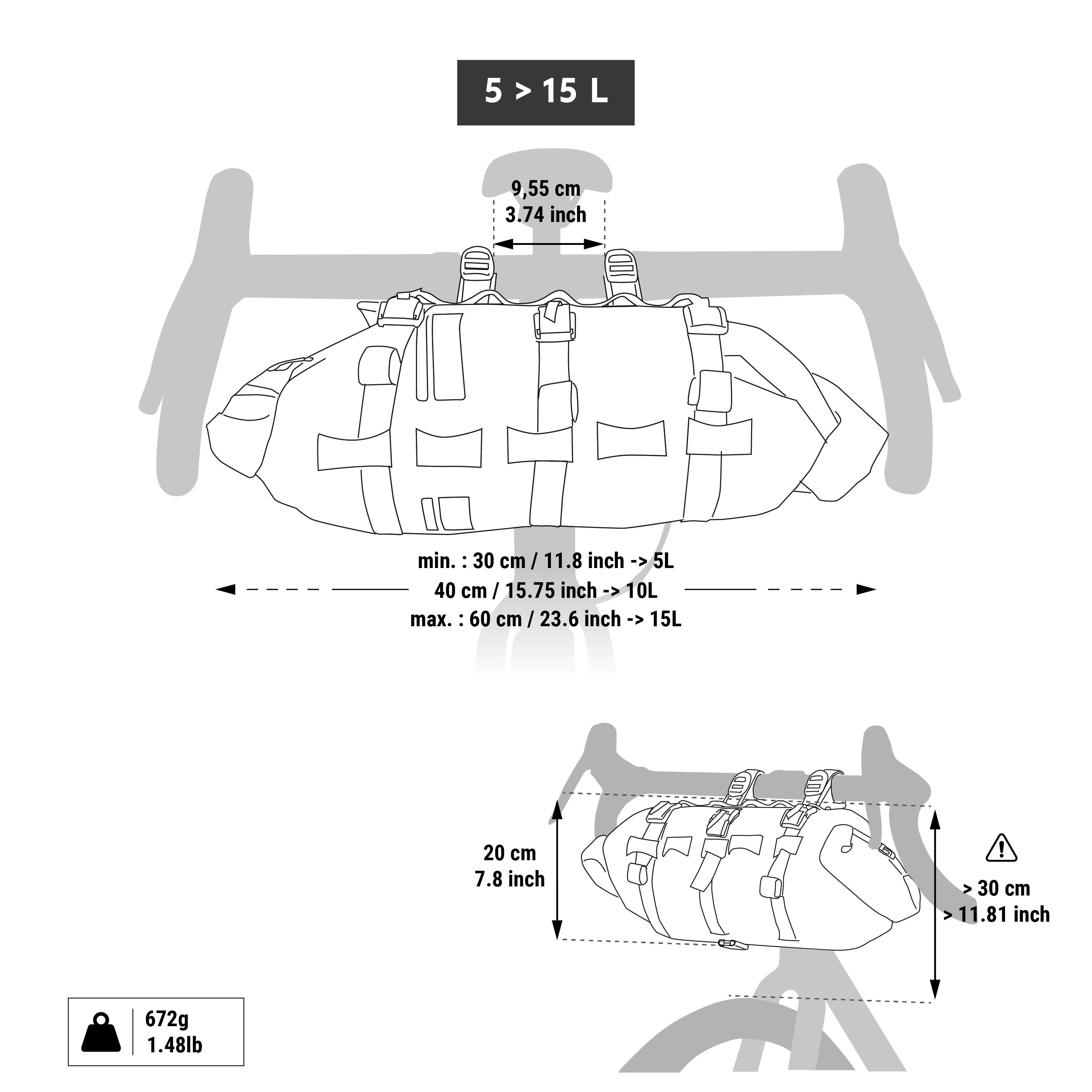 Bikepacking Watertight Handlebar Bag 5-15 L - ADVT 900 - ROCKRIDER