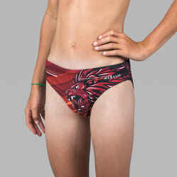 BOYS' WATER POLO SWIM BRIEFS LION BURGUNDY