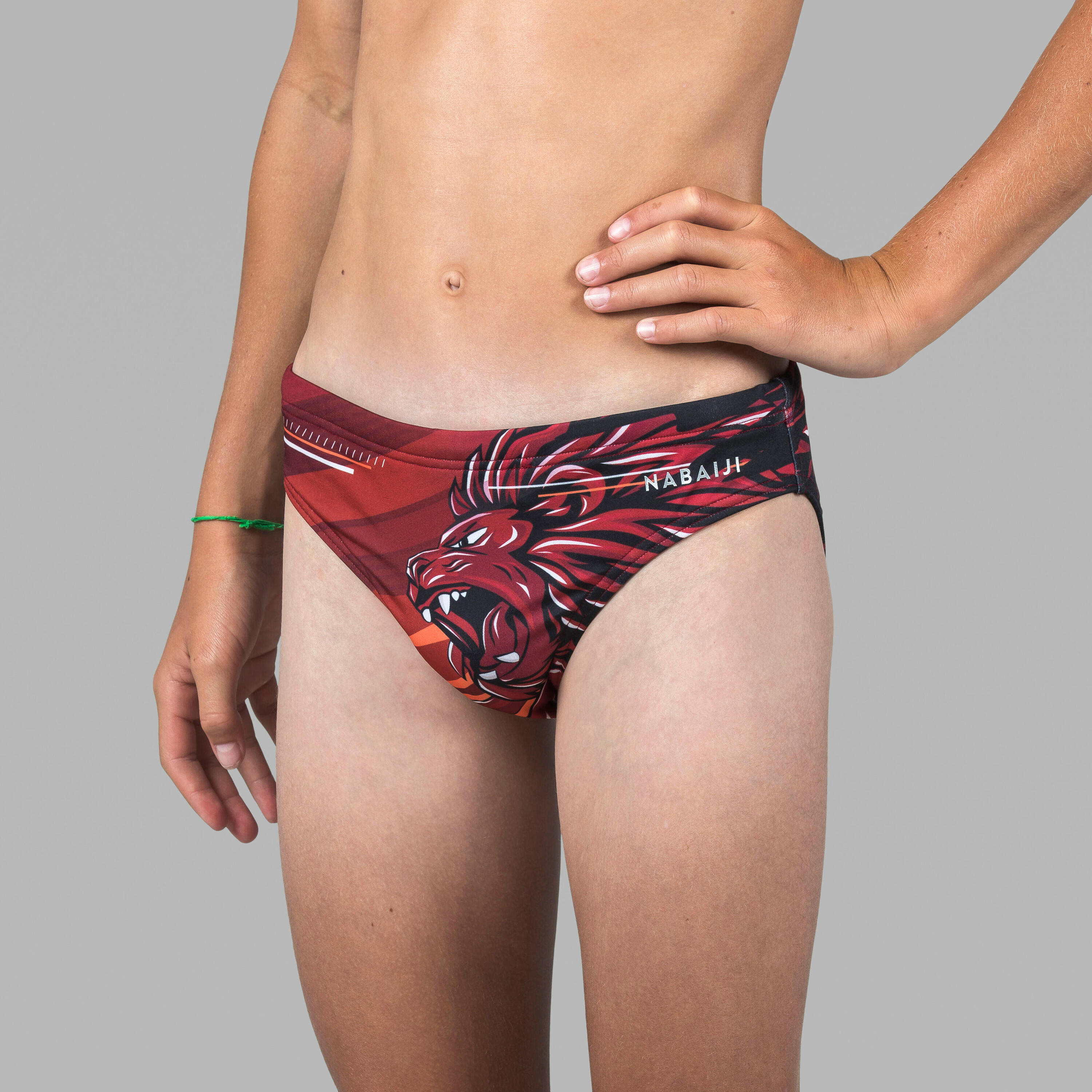 BOYS' WATER POLO SWIM BRIEFS LION BURGUNDY 2/4