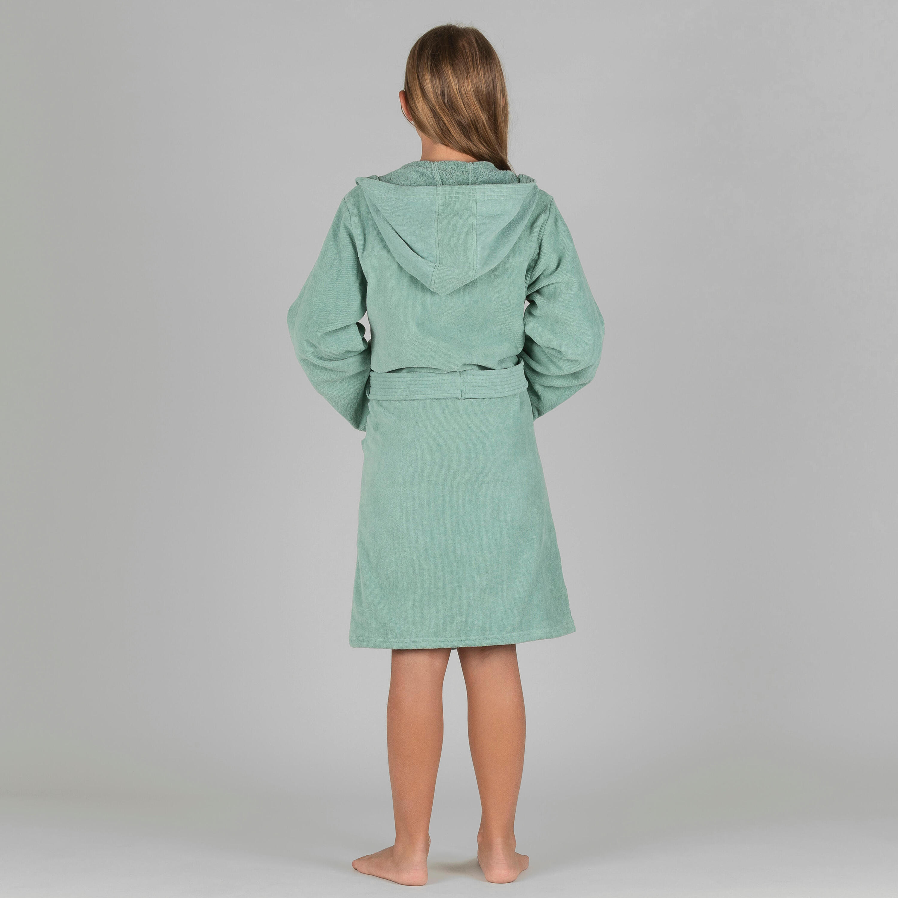 KIDS' WATER POLO THICK COTTON POOL BATHROBE LIGHT KHAKI 4/7