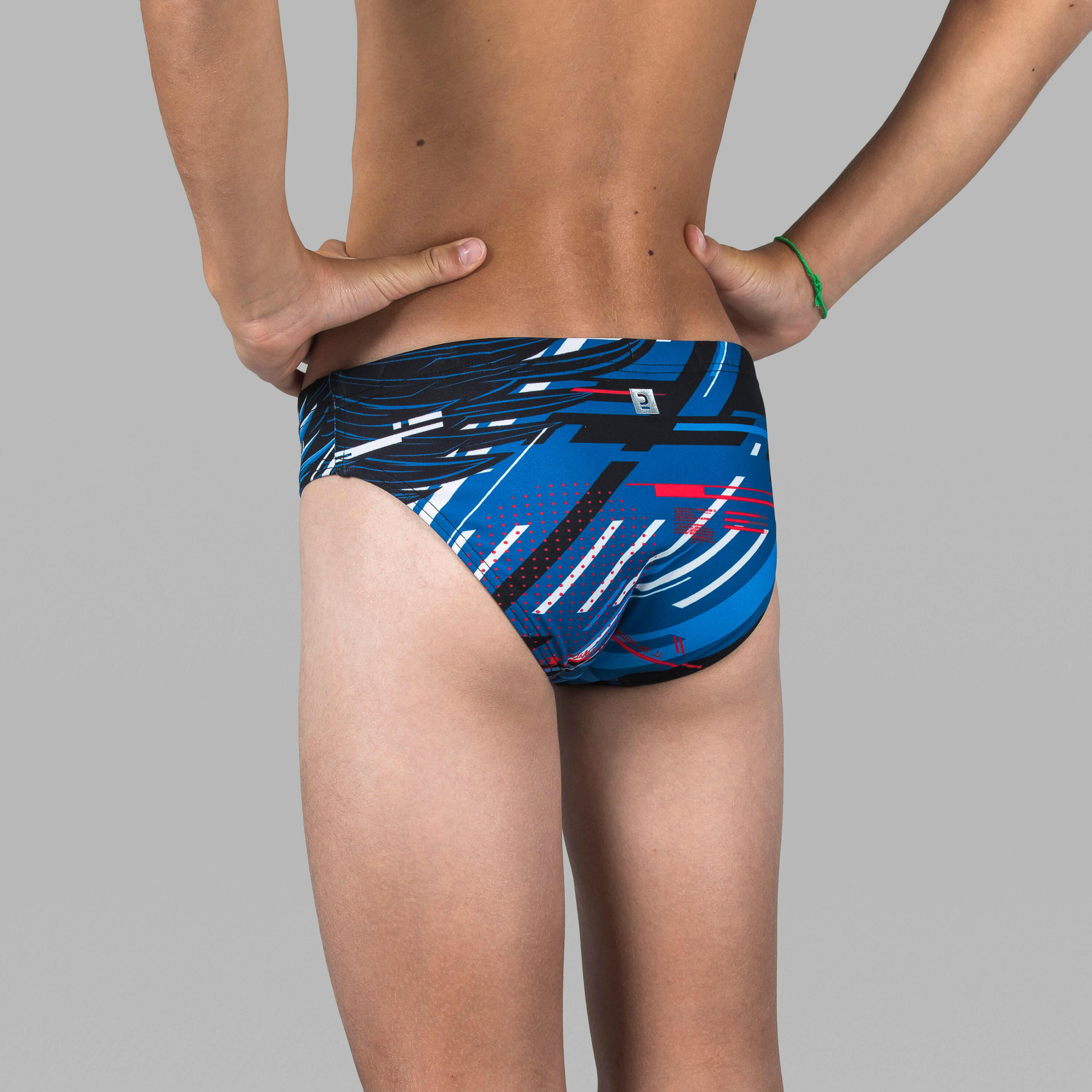 Costume slip pallanuoto ragazzo EAGLE azzurro 3/4