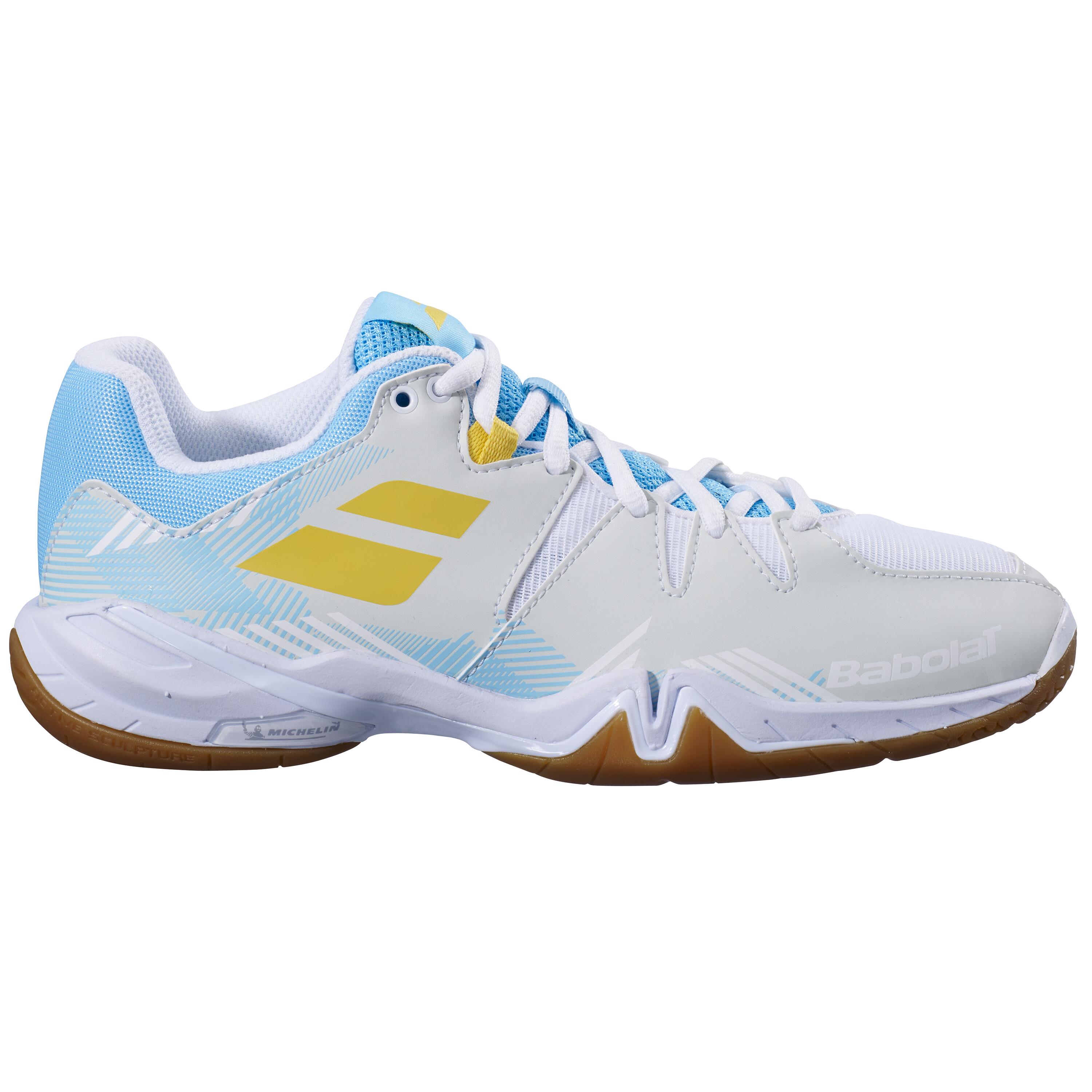 Scarpe badminton donna Babolat SHADOW SPIRIT bianche e celesti 5/5