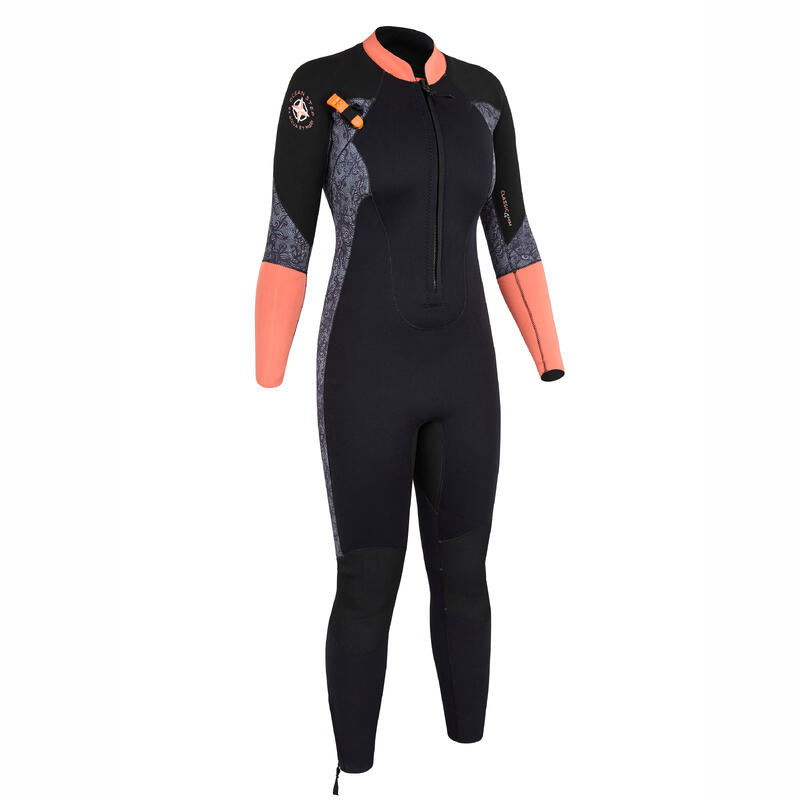 Fato de neoprene 3/2 de Marcha aquática Mulher Preto/coral