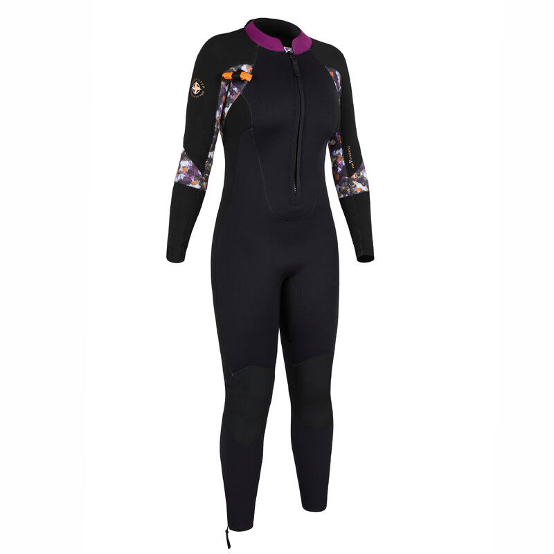 Fato de Marcha Aquática Mulher Neoprene 4/3 Preto Estampado