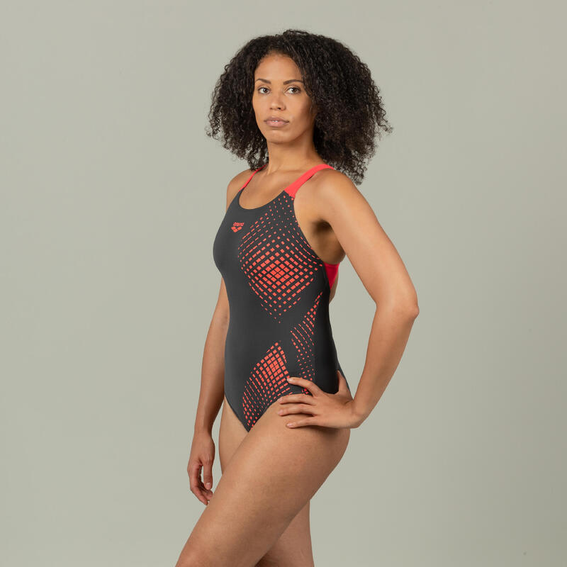 Maillot 1 pièce piscine maxlife pro back low imprimé multicolore Arena