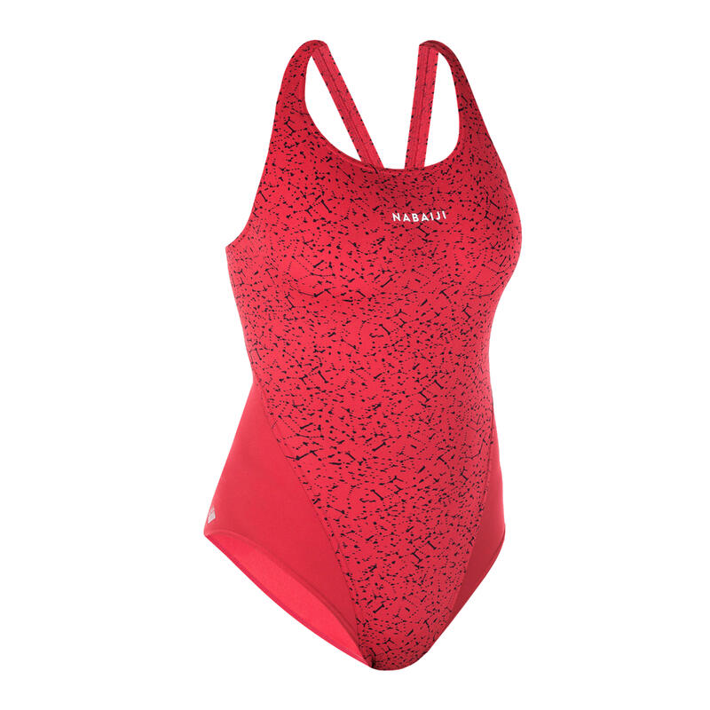 Bañador Mujer natación rojo Kamiye Print 500