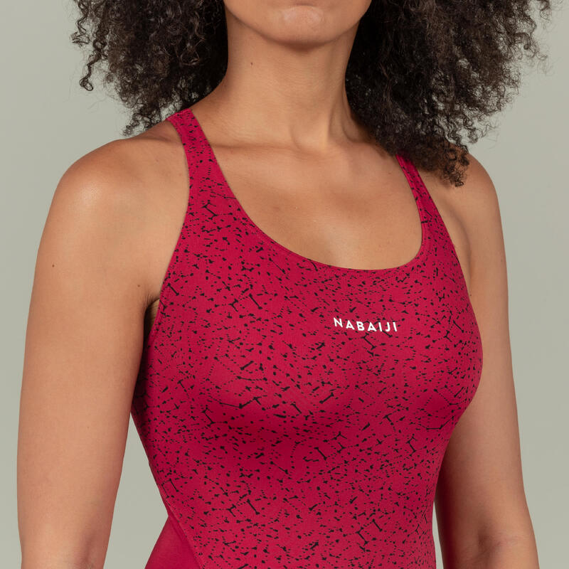 Bañador Mujer natación rojo Kamiye Print 500