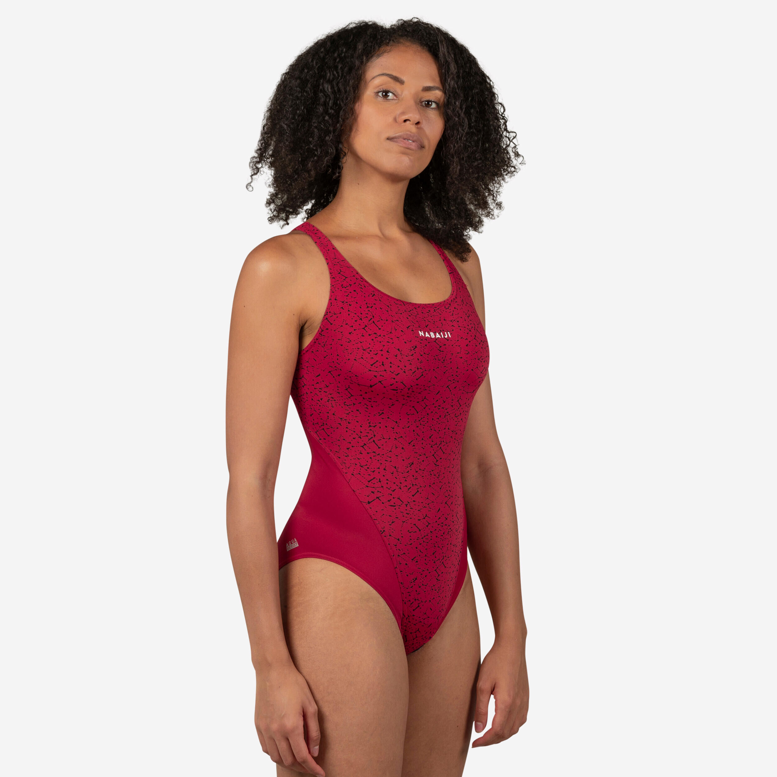 Women's 1-Piece Swimsuit - Pearl Red - Red - Nabaiji - Decathlon
