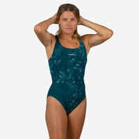 Bañador Mujer natación azul petróleo Kamiye Print 500